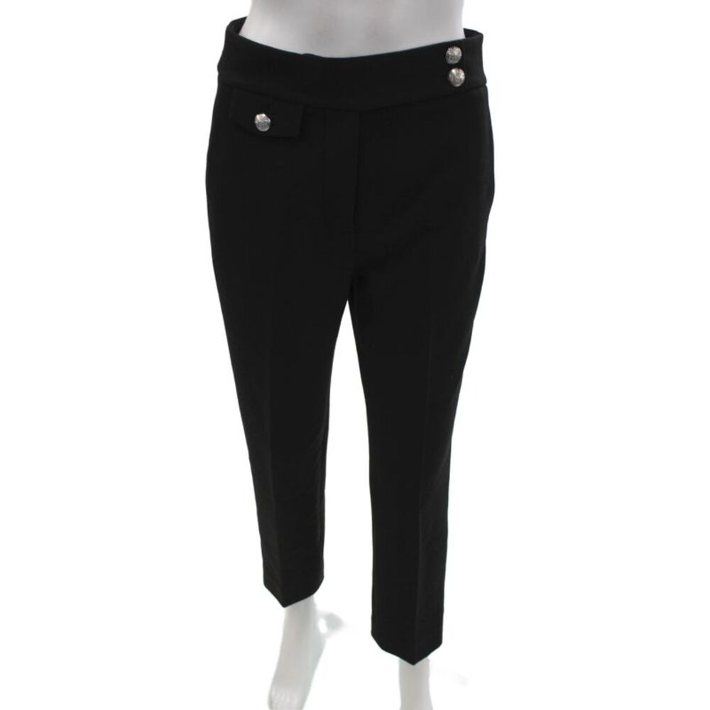 Veronica Beard Womens Cropped Pants Black Button Size 2